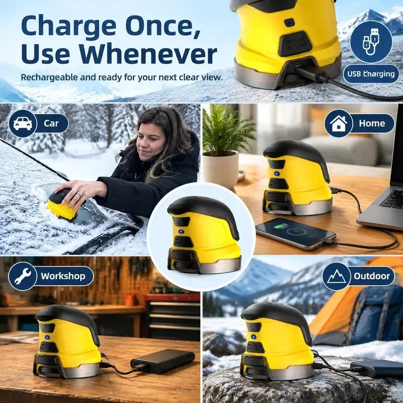 Electric Ice Scraper for Car Windshield, USB Rechargeable Cordless Electric Snow Scraper, Handheld Motorized Frost Remover, Portable Snow Removal Tool for Cars, Trucks and SUVs, Winter Car Accessories