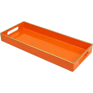 Small Plastic Versatile Bathroom Vanity Storage Tray, Countertop Organizer for Toilet Tank Makeup Perfume Desk Kitchen Candles, Size 13.7"x6"x1.4"