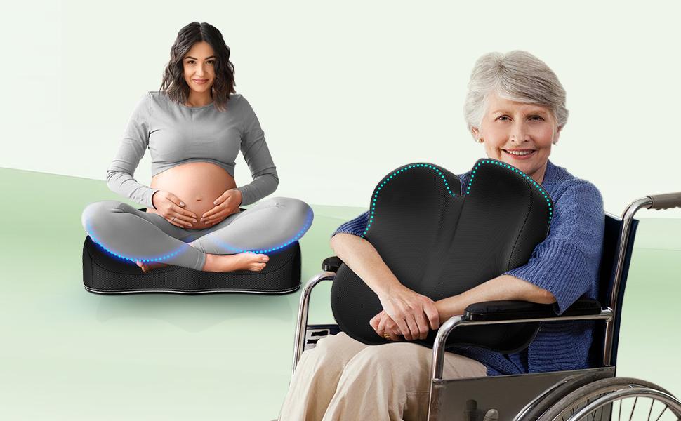 PKBD Large Memory Foam Office Chair Cushion Seat Pad Ergonomic Design for Sciatica Tailbone & Back Pain Relief Ideal for Long Driving Car Seats