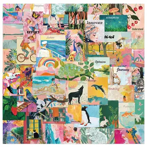 50 Inspirational Watercolor Art Poster Stickers/Doodle Series. Suitable for Scrapbooks, Diaries, Laptops, Water Bottles, Cars, and Other Faith-based Designs. Gifts with Positive Messages.