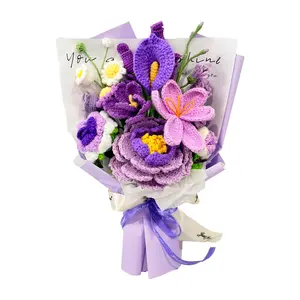 Handmade Crochet Flower Bouquet, Home Decor Ornaments, Ideal Gifts for Girlfriend and Mother's Day