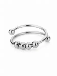 New Stainless Steel Double Layer Rotating Bead Ring for Women, Anxiety Relief Jewelry, Casual Style, All Seasons Wear