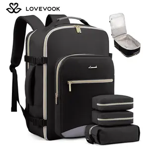 LOVEVOOK TSA-Friendly Carry-On Travel Backpack with 3 Packing Cubes and Laptop Compartment-Personal Item, Airline Approved Travel Bag for Hiking, Overnight and Weekend Trips.