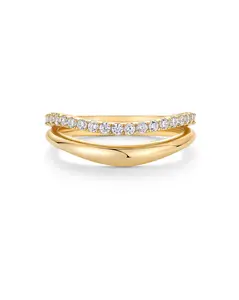 PAVOI 14K Gold Plated Gemstone Ring 3.6mm Band - Round Cubic Zirconia for Women