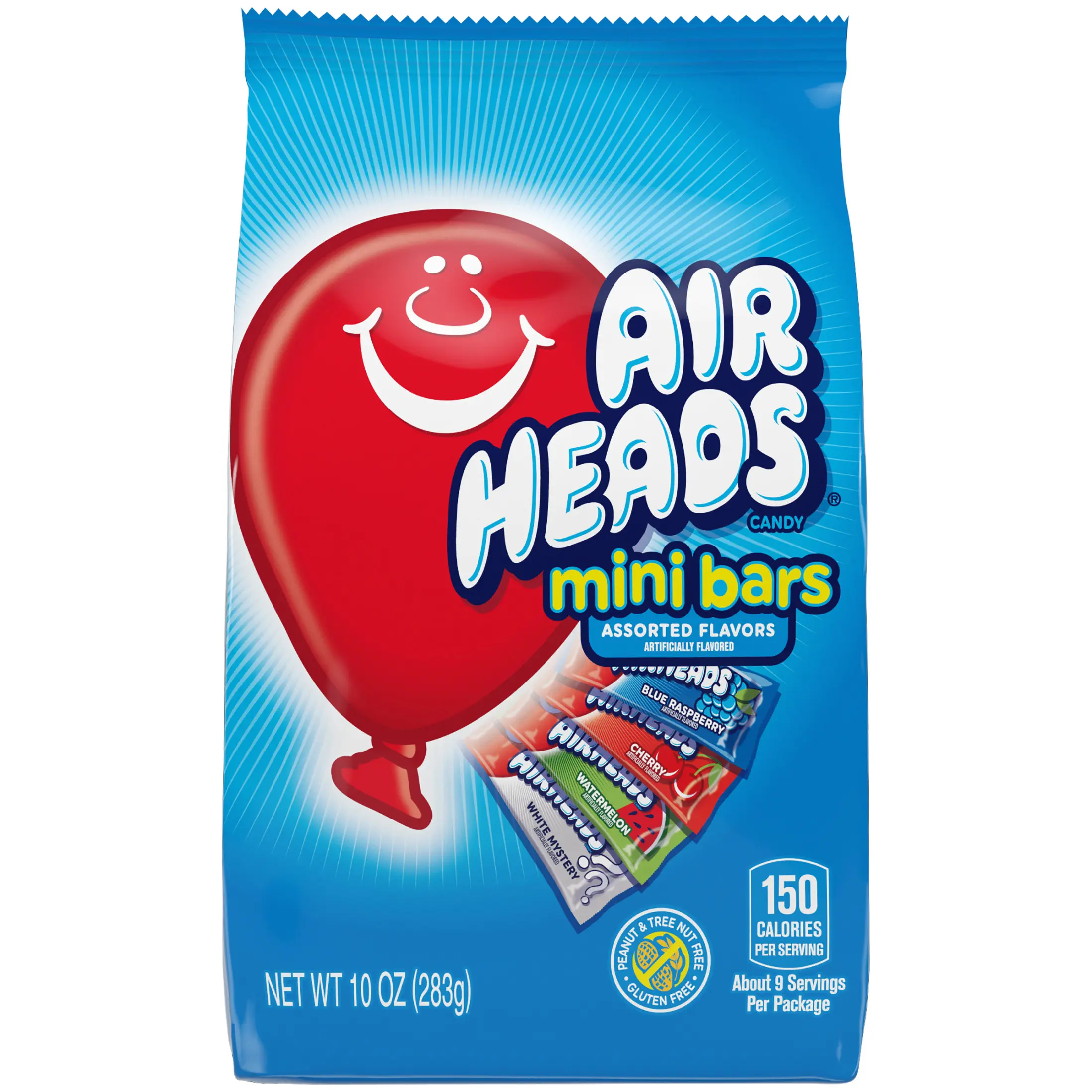 Airheads Candy Variety Bag, Individually Wrapped Assorted Fruit Mini Bars, Nut Free, 10 oz