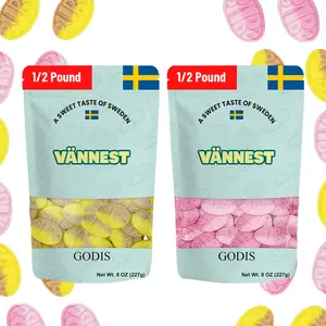 Bubs Swedish Candy - Strawberry Pomegranate & Banana Toffee Foam Ovals - 1/2 LB Vegan BonBon (2-Pack) Chewy