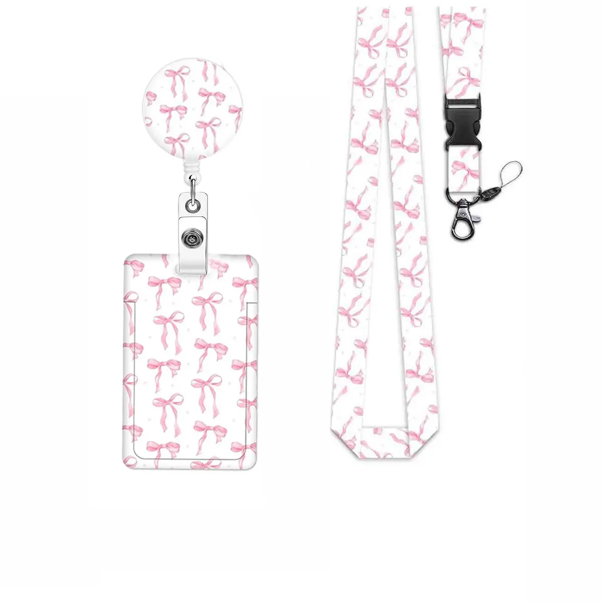 Butterfly Pattern ID Badge Holder Set, Id Card Holder, Id Holders For Badges, Badge Holder with Lanyard & Retractable Badge Reel, Identification Badges & Supplies for Students & Office Workers, Nurse Badge Reel, Medical Badge Holder, Badge Accessories
