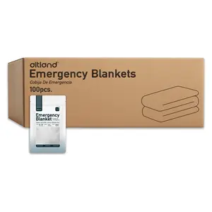 Altland 100 Pack of Emergency Blankets - Individually Packaged Silver Thermal Blankets