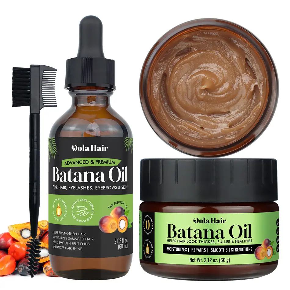 Dola Hair Batana Oil Set Cold Pressed Batana Hair Oil Balm for Hair Growth, Moisturize Scalp, Repair Damaged Hair, Strengthen & Thicken Hair
