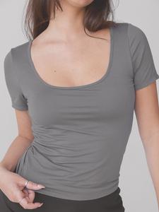 Scoop Neck Braless Short Sleeve