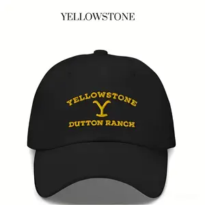 YELLOWSTONE Hat Black, Embroidered Logo, Stylish x Adjustable  - Officially Licensed