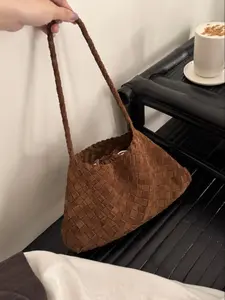 Handcrafted Women's Premium Leather Shoulder Bag, Chic Pleated Tote for Daily Use, Versatile High-End Fashion Accessory, Handmade Bag