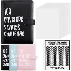 100 Envelope Savings Challenge Binder with Cash Envelopes, A5 Budget Planner to Save $5,050 in 100 Days, Money Management Organizer