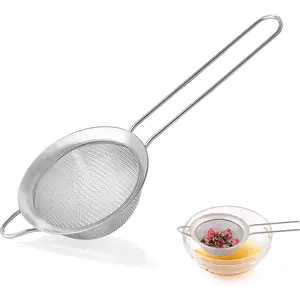 Fine Mesh Strainers for Kitchen, COKUMA Stainless Steel Metal Hand Small Mini Sieve Strainer, Cocktail Strainer Tea Coffee Juice Strainer，Food Strainer with Handlle (3.35inch, Silver)