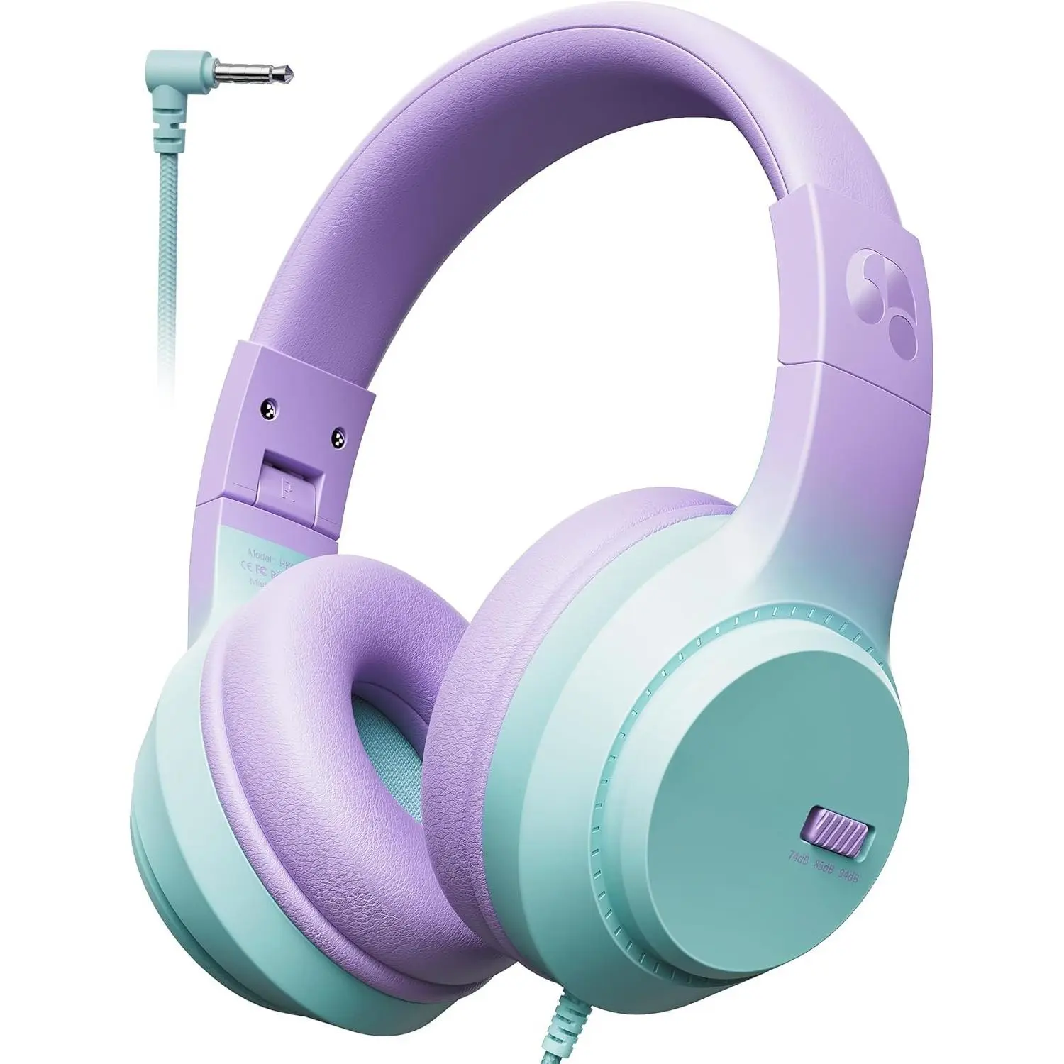Headphones, 74/85/94dB Volume Limiter, Foldable Wired Over Ear Headphones for Travel, 3.5mm Jack,  Headphones for School, Chromebook, iPad, Tablet,  Green