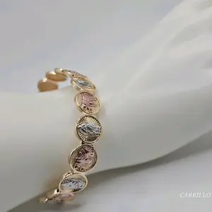 virgin mary bracelet with elephants Gold-plated adjustable