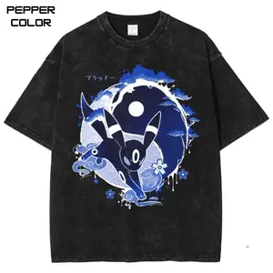 Umbreon Moonwave Vintage Graphic T-Shirt, PKM Shirt, Anime Vintage T-Shirt, Anime Merch, Stylish Crew Neck Short Sleeve T-Shirt, Streetwear for Men,Women, Gift Anime fans