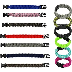 12-Pack Paracord Survival Bracelets with Quick-Release Clip, Assorted Colors, 2 Sizes, 6 Medium, 6 Large