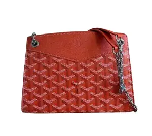Pre-owned Goyard Goyardine Canvas & Chevroches Calfskin Shoulder Bags Sac Rouette Structured Mini Orange Goyardine Canvas Chevroches Calfskin Shoulder Bag