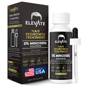 Elevate 5% Minoxidil Liquid Extra Strength Hair Loss Regrowth Treatment for Men Daily Lightweight Haircare Thicker Fuller Hair & Beard Dropper 60mL - Made in USA