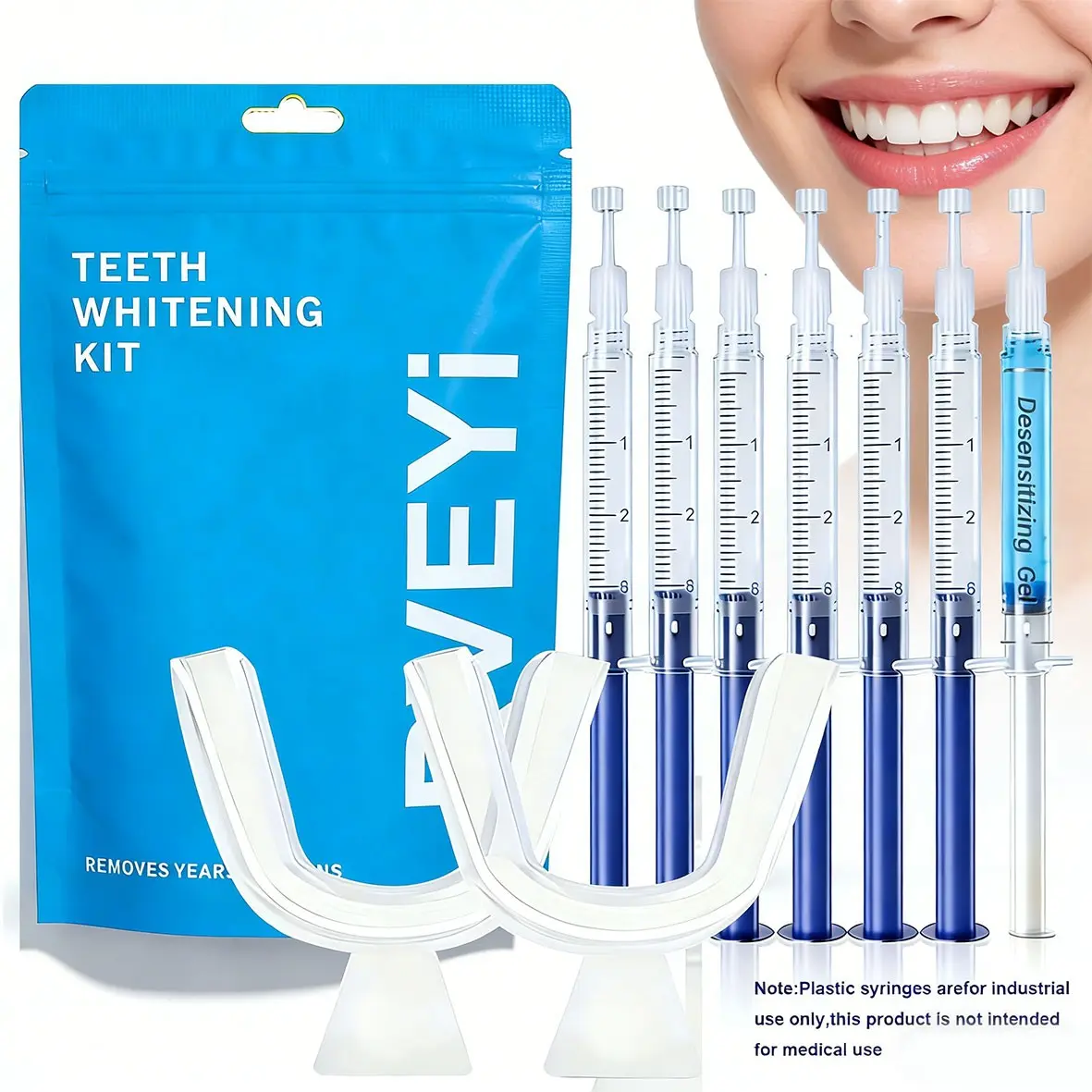 RVEYi Teeth Whiening Gels kit，35% Whitening Gel (6 tubes) + Desensitizing Gel (1 tube) + 2 Mouth Trays - Teeth Whitening Kit, Teeth Whitener. Save Money and Excellent gift Oral Brightening