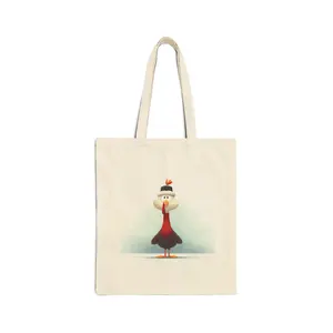 Whimsical Turkey Illustration Tote Bag | Cute Cartoon Bird Canvas Tote