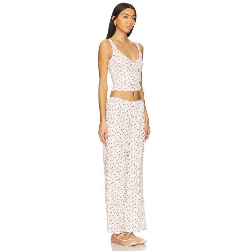 Free People x Intimately Fresh In Love Lounge Set in Pink Chalk Combo