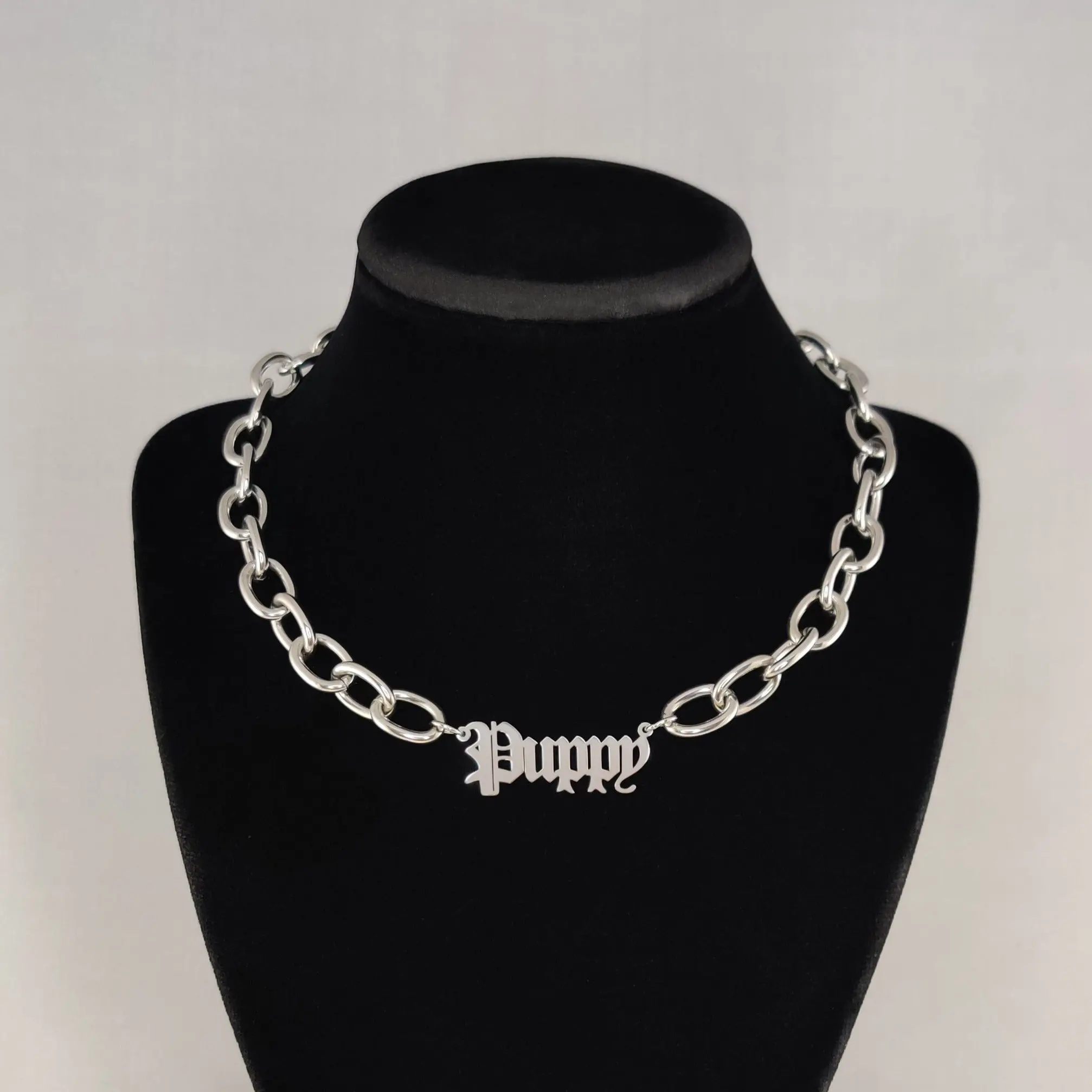 Pet Name chain choker- stainless steel, chunky, bold, durable - Altcultures