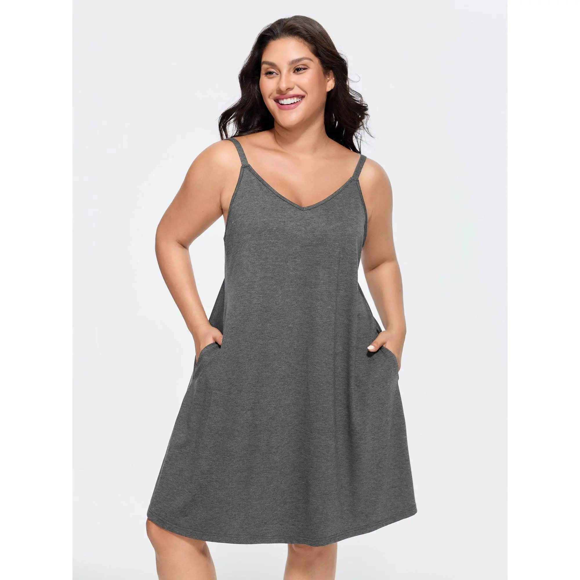 BloomChic Women's Basic Casual Tunic, Relaxed-Fit Supersoft Rayon Blend Fabric with Open Back Tie Detail, Plus Size Clothes, Spandex, Minimalist, Garment, Casual Wear, Pocket, Sleeveless, Tunic Dress, Low Iron, Style, Plus Size Casual Dresses