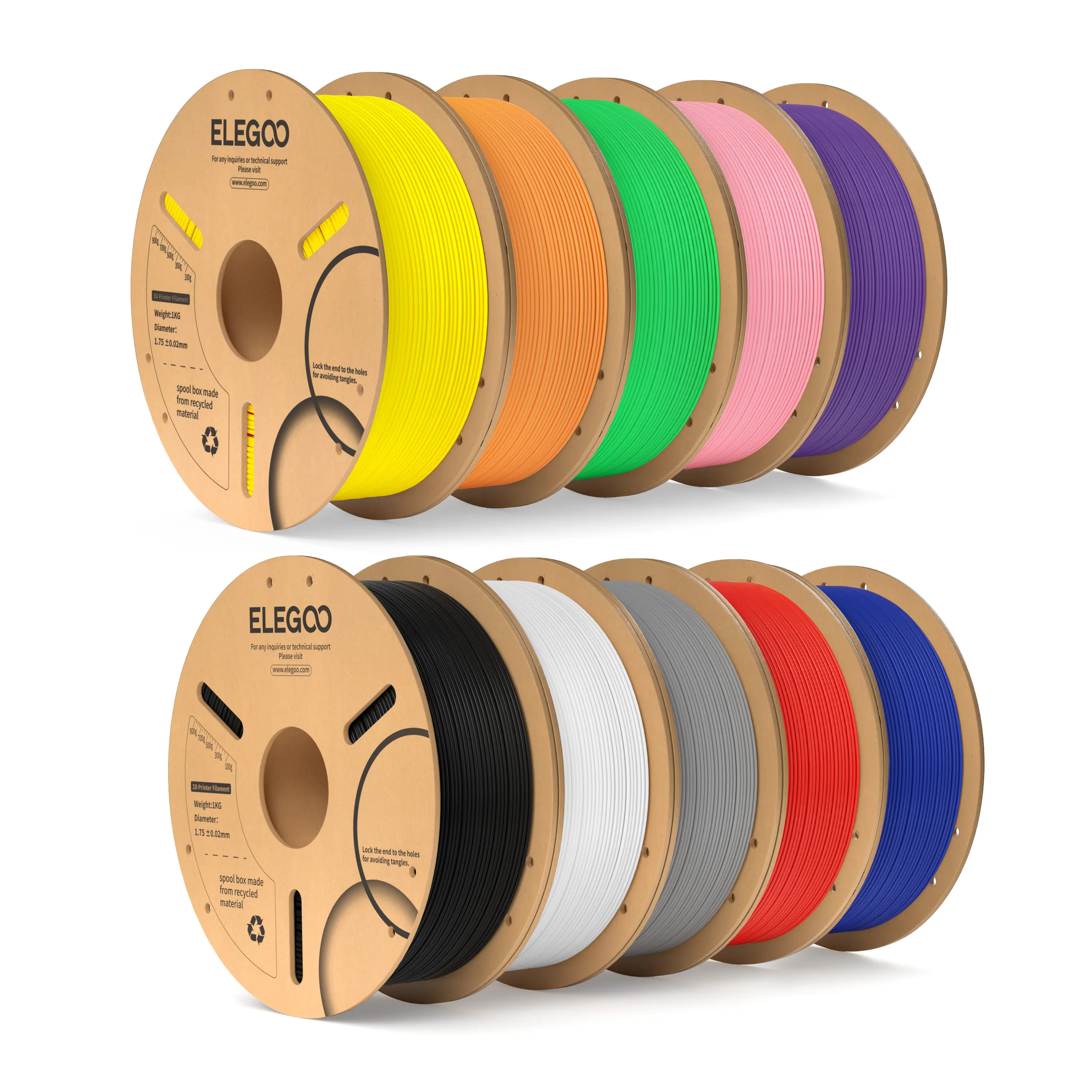 PLA Filament Variety Pack - 1.75mm Essential & Vibrant Color Options, 250g/1kg Multiple Sizes, Mix & Match Bundle for 3D Printer, Eco-Friendly Spool