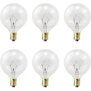 Wax Warmer Light Bulbs, G50 25 Watt for Full Size Scentsy Warmers, G16.5 Globe E12 Base Clear - Long Life-Span and Melt Wax Fast, 120 Volt (6 Pack)