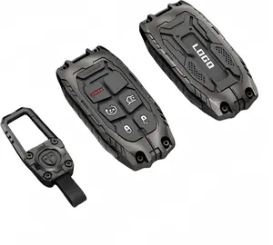 Heavy Zinc Alloy Key fob Cover, Keychain, Key Case, Accessories Compatible with Jeep Grand Cherokee Renegade Dodge Durango Challenger Wrangler Patriot Grand Comander Journey Fiat Dart Chrysler 200 300
