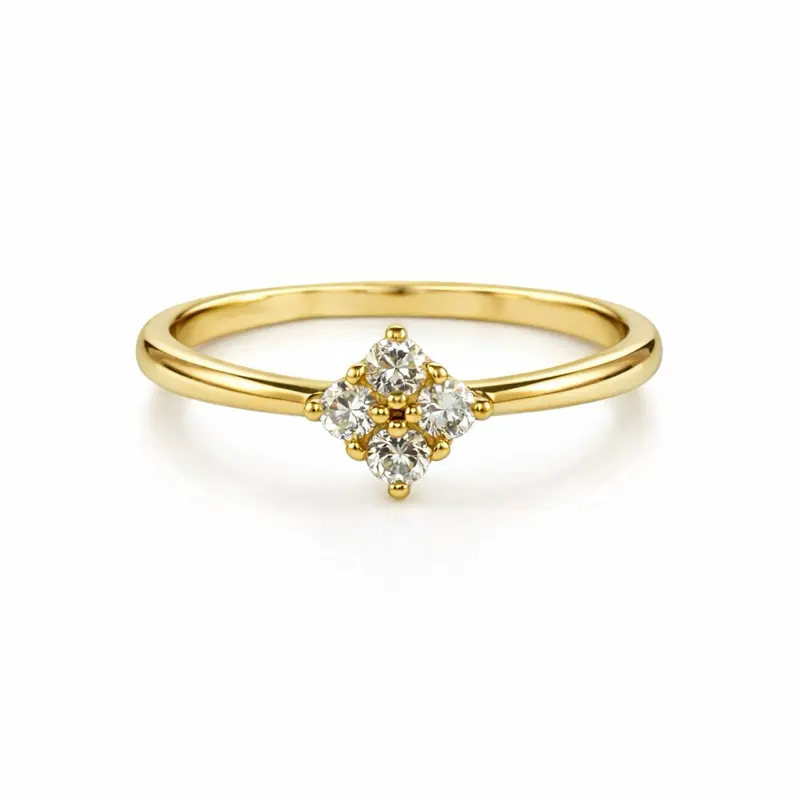 Minimalist Ring with Small Zircon in Gold Color for Elegant Jewelry