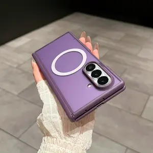 Half-transparent Matte Hinge Full Cover Case for Samsung Z Fold 7 with Built-in Magnetic Anti-Drop Protection Includes Front Screen Tempered Glass Film Foldable Screen Protective Cover ZFold7 Case