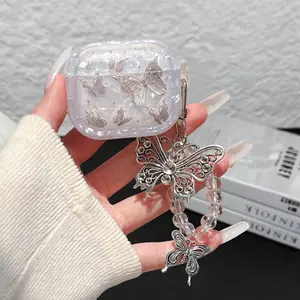 for AirPod Pro 3/2 Airpods 1/2/3Case 2026 Cute Elegant Shell Pearl Shockproof Protective Cover with Strap Keychain Compatible for AirPods Generation for Women Girls, Shockproof Anti-Scratch Anti-Slip TPU Cover