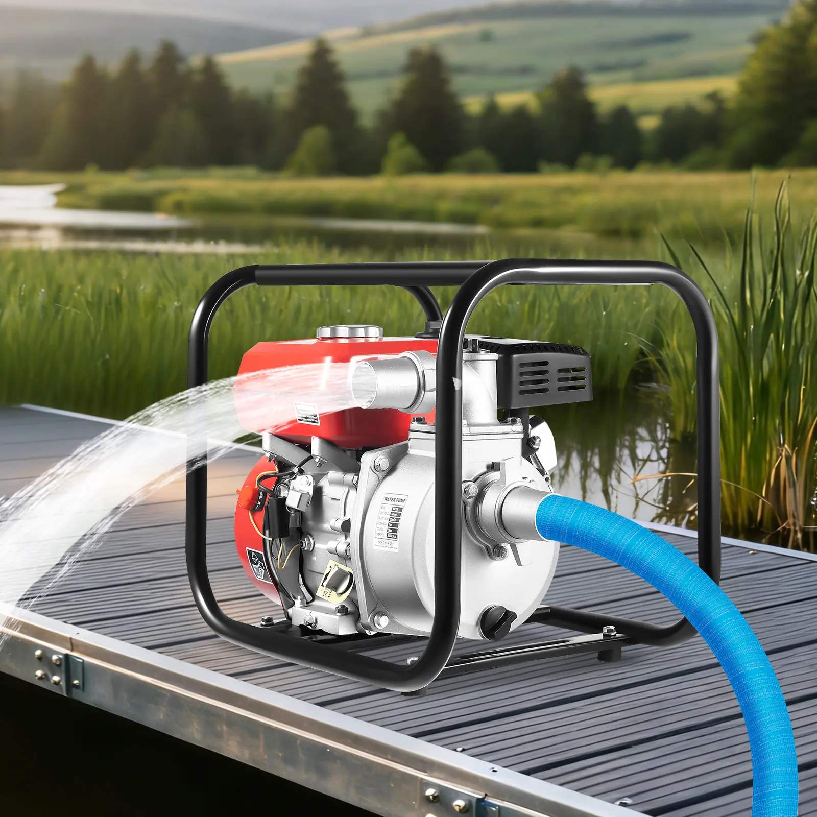 SHANGMAKEL 7.5HP Gasoline Engine Water Pump 212CC 98.43ft Head 918.18ft³/h Flow for Farm Irrigation & Garden Use