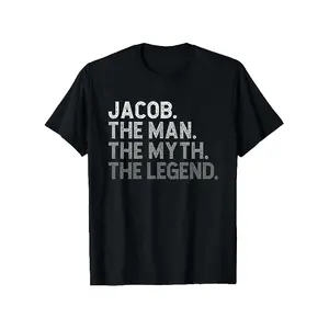Funny Saying T-Shirt - "JACOB. THE MYTH. THE LEGEND." Bold Text Print - Soft Breathable 180gsm Heavyweight Cotton Tee - Classic Round Neck Casual Everyday Shirt for Men & Women - Conversation Starter Apparel, Humorous Clothing, Playful Design, Comfortable