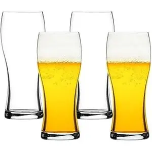 Beer Glasses Set of 4, 16 oz Pilsner Beer Pint Glasses, Classics Craft Wheat Beer Glasses Drinking Set, Beer Mug Glassware Gift for Men