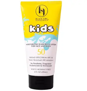 Black Girl Sunscreen Kids SPF 50 Lotion for Face & Body- Sun Protection for Skin, Kids Sunscreen, Water Resistant for 80 Minutes, Ideal for Beach & Travel, No White Cast for Melanin Rich Skin- 6 fl oz