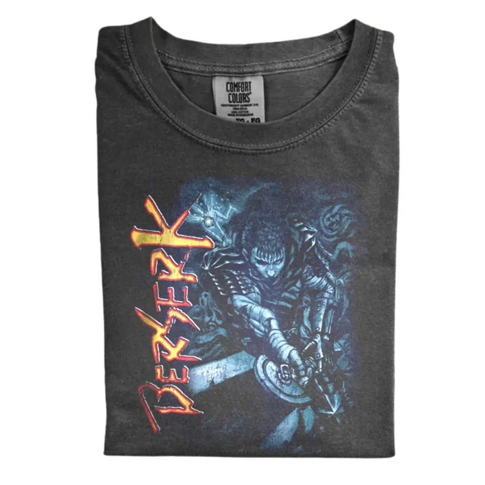 Berserk Guts Comfort Color T-Shirt, Vintage Dark Fantasy Anime Tee, Manga Sword Warrior Graphic Shirt
