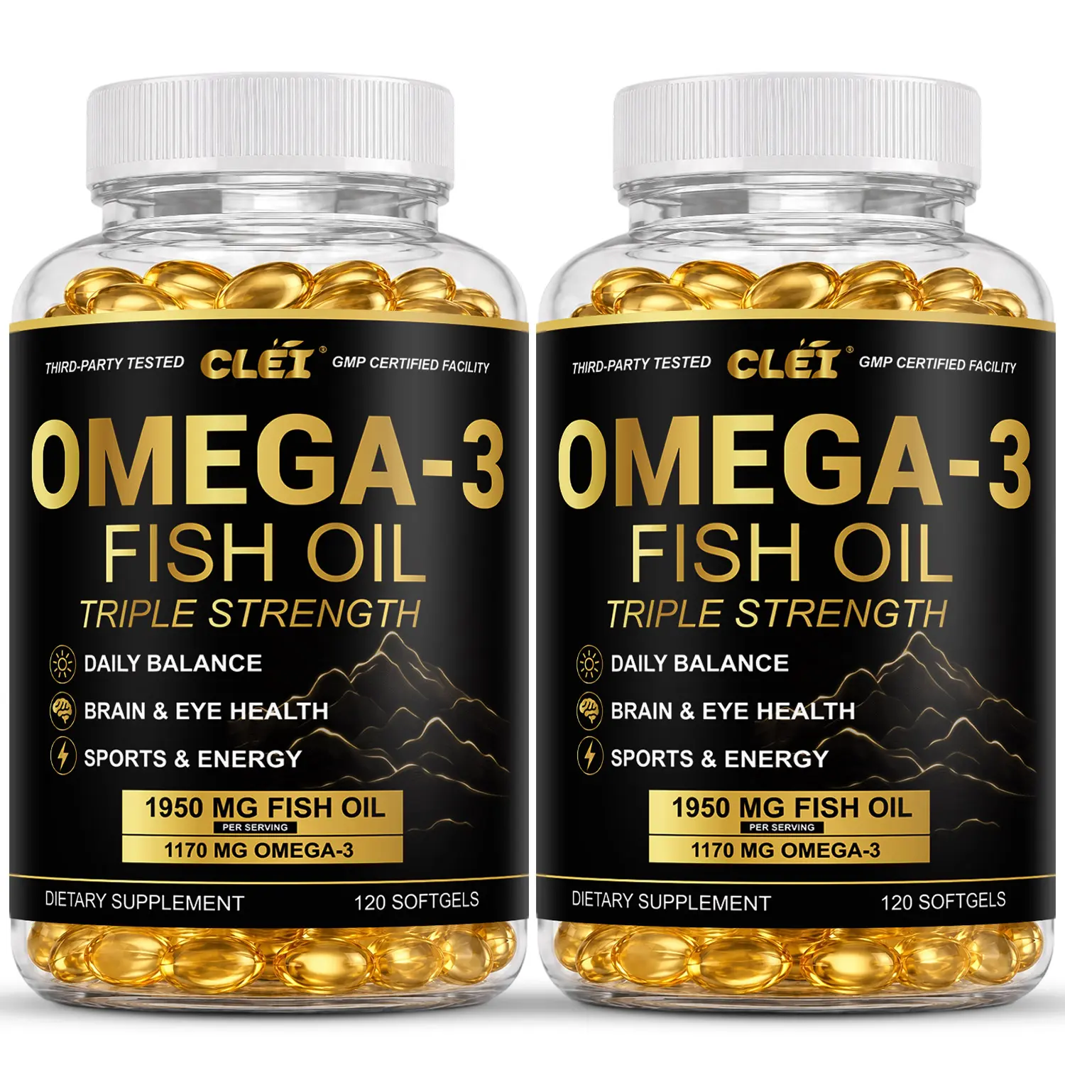 2 BOTTLES OMEGA-3 FISH OIL SOFTGELS