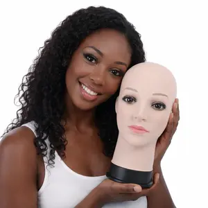 GEX Bald Mannequin Head Female Professional Cosmetology for Wig Making Display wigs eyeglasses hairs with T pins Synthetic Soft Hairpieces Beige 11 inches