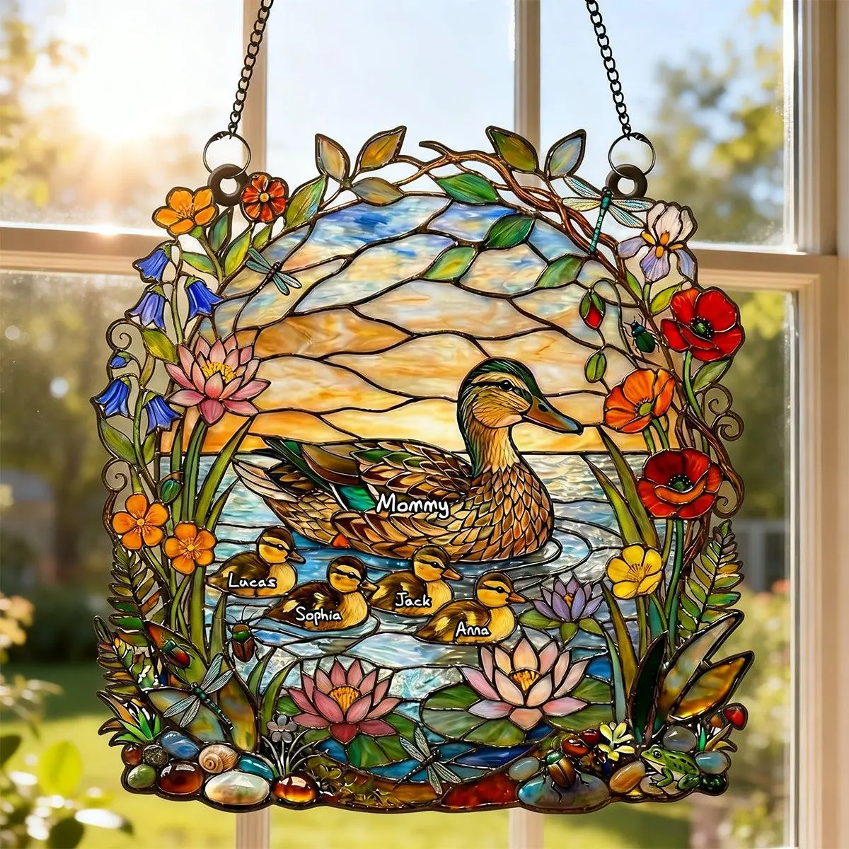 [Made in US] Ducky Mom Suncatcher Ornament - Personalized Gifts For Mom 04TYTN260226