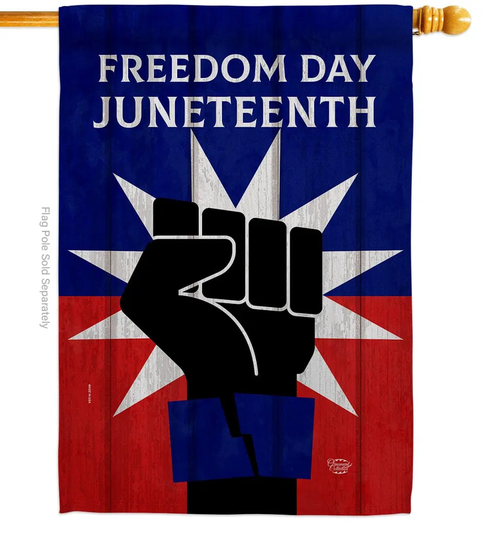 28x40 in. Juneteenth History Double-Sided Vertical Garden Banner - Thick Fabric, Fade-Resistant, Weather-Resistant Indoor-Outdoor Flag, Black & Multi-Color Gift for History Lovers