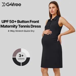 G4Free Maternity Tennis Dress UPF 50+ Pregnancy Golf Dresses Button Front Polo Shirt Casual Summer