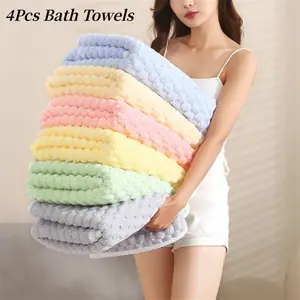 4pcs Bath Sheet Towels, Microfiber Bath Towel For Adult, Super Absorbent & Soft Waffle Weave Bathroom Sheet, Quick Dry Bath Towel For Daily Use Spa Gym Travel