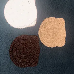Crochet Bear Coaster - Simple Design in Brown Beige and White Colors