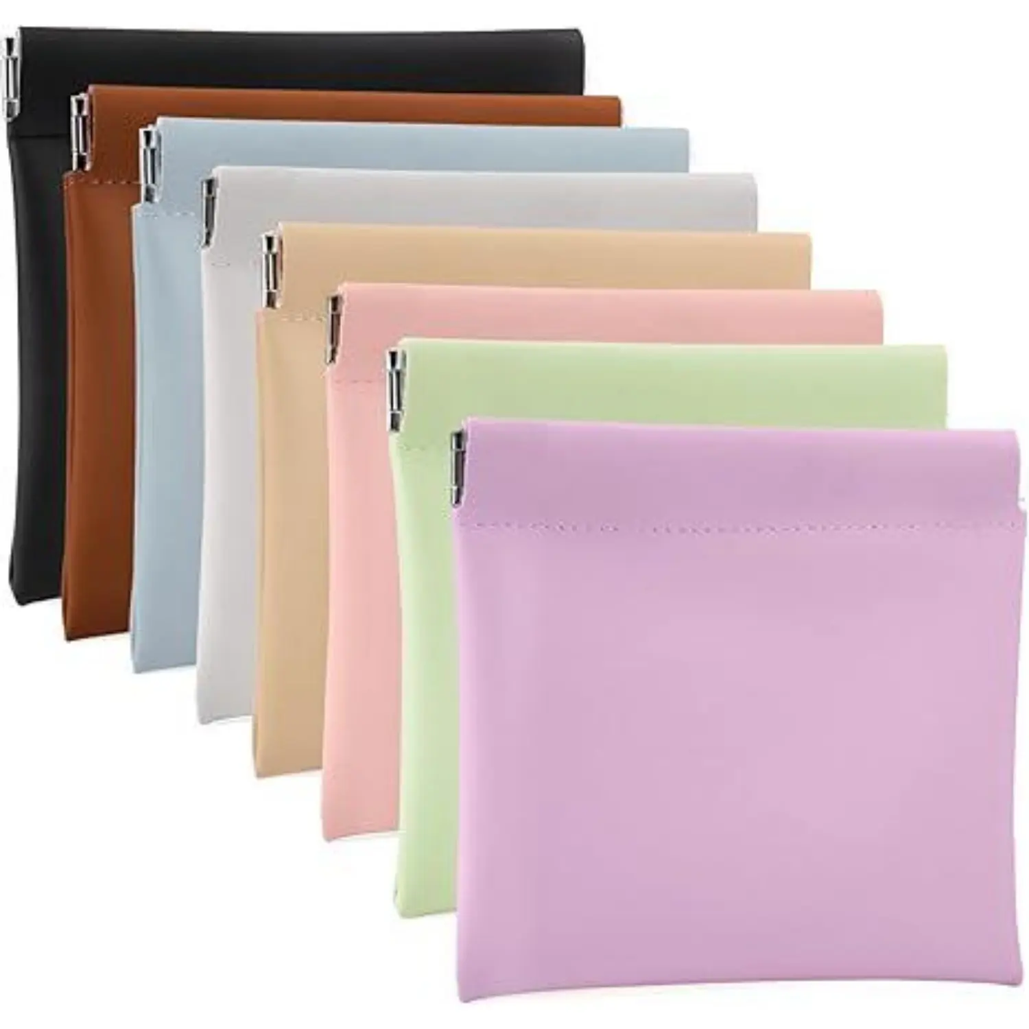 8/6PCS Waterproof PU Leather Vanity Makeup Bags - 4.72x4.33 Inches No-Zip Self-Closing Pouches for Cosmetics,Jewelry,Keys Storage - Home Organization Containers for Sisters,Parents Home Improvement