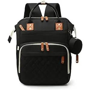 Diaper Bag Backpack, Multifunctional Travel Baby Bag with Changing Pad, Insulated Bottle Holders, Pacifier Case & Stroller Straps, Large Capacity Water Resistant, Unisex (Black)