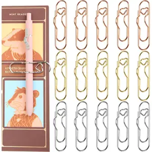 15-Pack Metal Pen Clips in //Rose , Paperclip Pen Holders - Heart-Shaped,Treasure for Office Workers for Notebooks, Journals,Document,Daily Writing Use